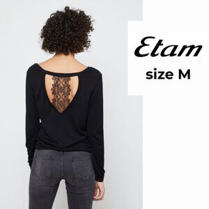 Etam “LIZ” Open Back Lace Detail Sweater - Black